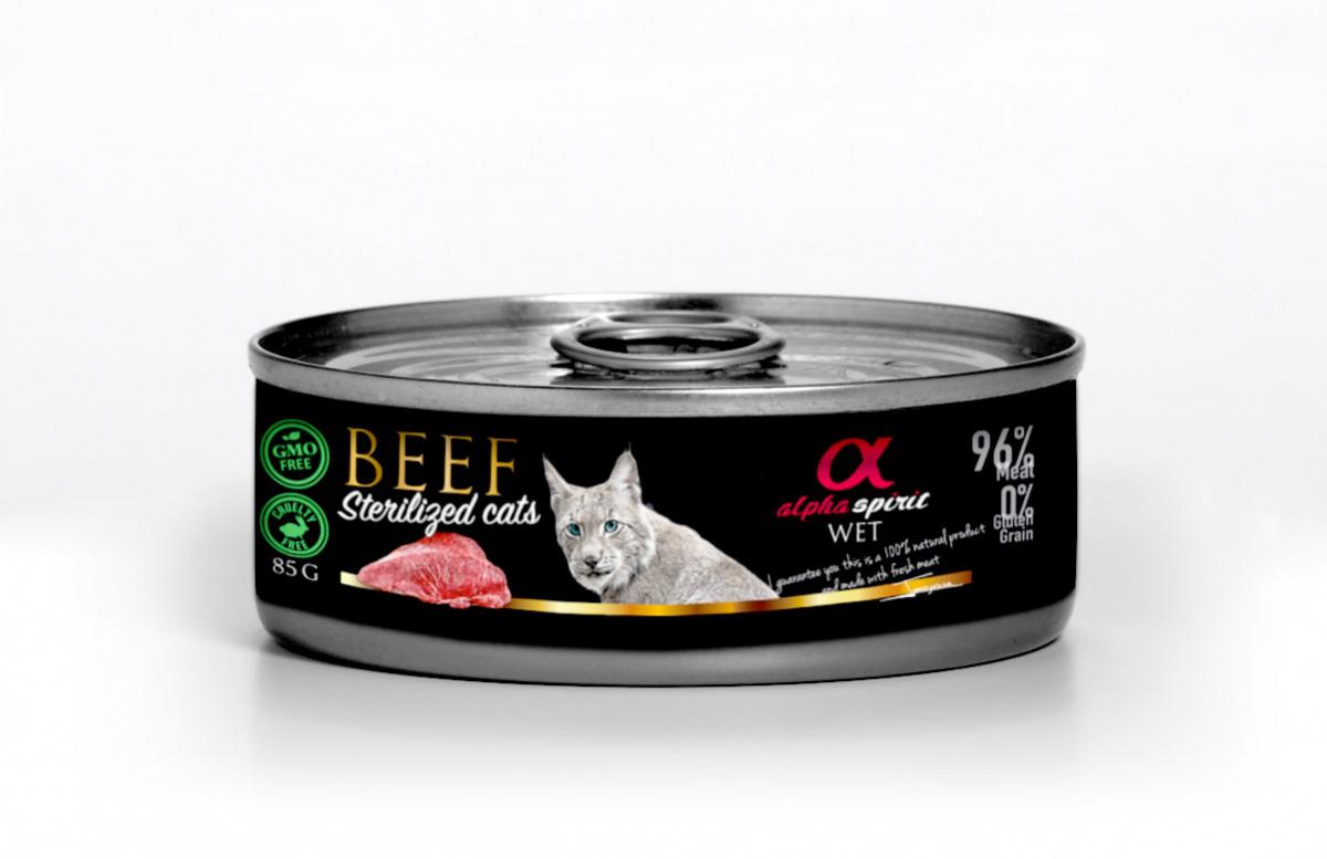 Alpha Spirit wołowina  dla kotów sterylizowanych 85g  