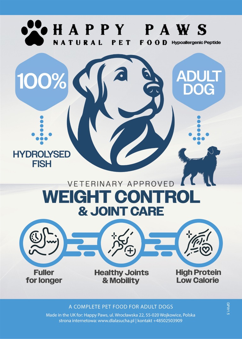 Happy Paws  dieta  Peptide+Kontrola wagi i pielęgnacja stawów
