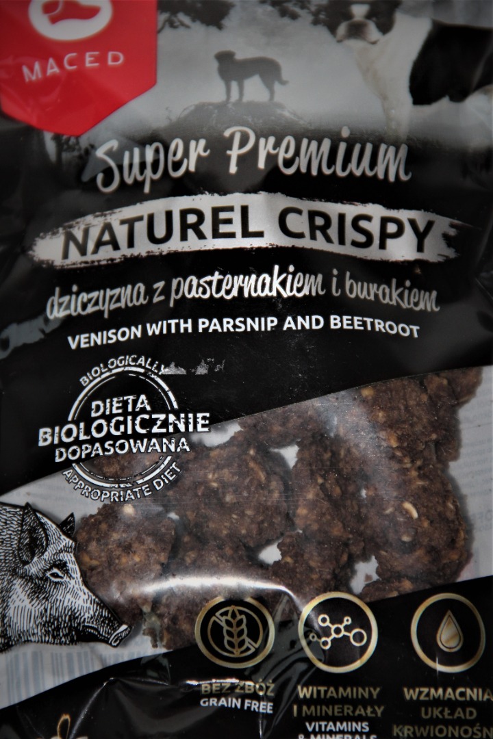 MACED Super Premium Naturel Crispy dziczyzna z pasternakiem i burakiem dla psa 80g.