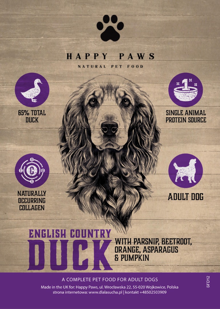 Happy Paws 65 %Superfood dog Angielska kaczka