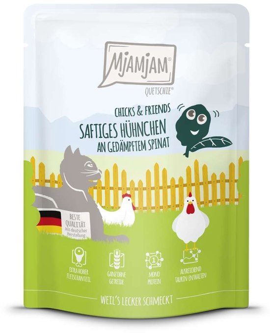 Mjamjam  Cat soczysty  kurczak z gotowanym na parze szpinakiem