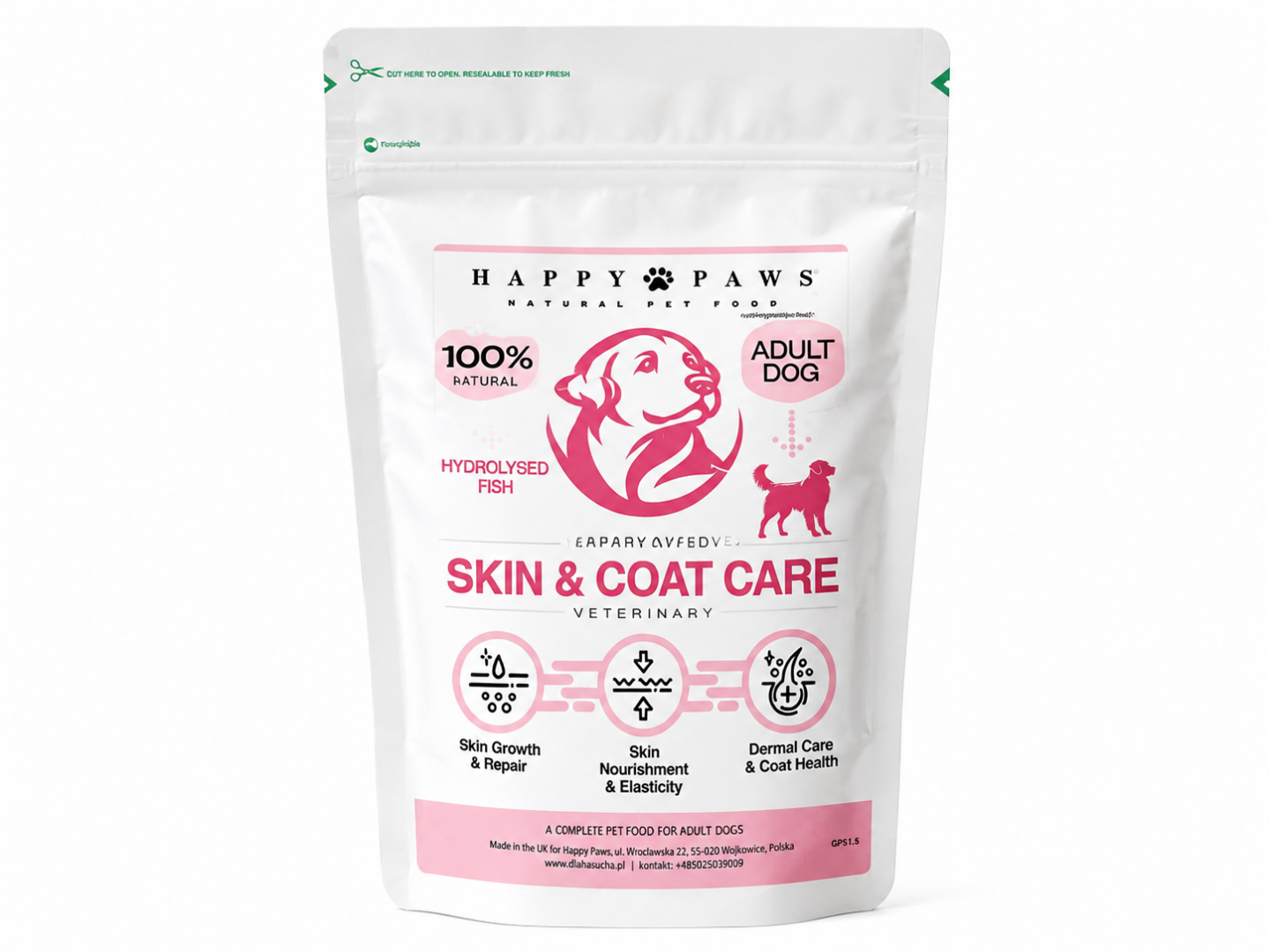 Happy Paws karma z peptydami- Peptide+ Pielęgnacja skóry i sierści 