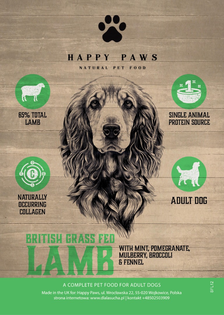 Happy Paws 65 %Superfood dog Brytyjska jagnięcina